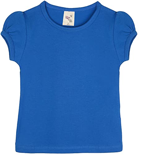 Image of Lilax Girls Short Puff Sleeve Cotton T-Shirt, Toddler & Little Girls Top | 95% Cotton Puff Sleeve Tee; Crewneck, Short Sleeve; Toddler & Girls Sizes 2T-12; for School, Play & Everyday; Machine Wash