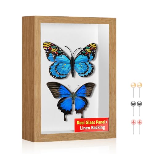 MUXIUNT 6x8 Small Shadow Box Picture Frame with Real Glass and Linen Back