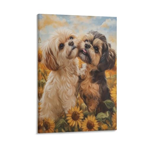 Shih Tzu peintures sur toile pour chambre deco murale moderne couloir tableau 40x60