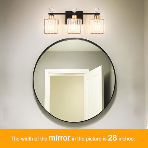 Image of Lxybcce Bathroom Vanity Lights Over Mirror - Easy Installation with Clear Guide, 3-Light Shadow-Free Design, Black and Gold Crystal Finish - for Modern Home Bathroom Lighting Fixtures in DIY Projects