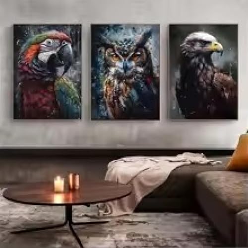 Toile murale lion et loup 3 pièces pour relooker une pièce sans peindre