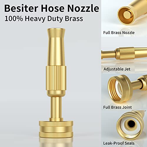 Besiter Garden Hose Nozzle Sprayer, 2 Pack 4" Brass High Pressure Water Hose Nozzle Heavy Duty With 10 Rubber Washers For Hand Watering Plants And Lawn Car Washing Patio And Pet #TOP1