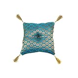 Cushion For Tibetan Singing Bowl Handmade Square Cushions Brocade Art Silk Home Decor Jewelry Display Pillow (5' x 5' Inch, Turquoise Blue)