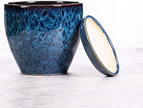 Pot de fleurs drainage bleu paon grand format pour éviter l'excès d'eau