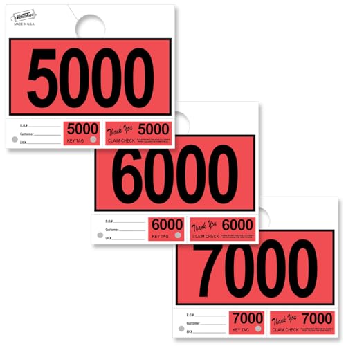 Versa-Tags Red 3-Part Dispatch Hang Tags, 3000 Count, 5000-7999