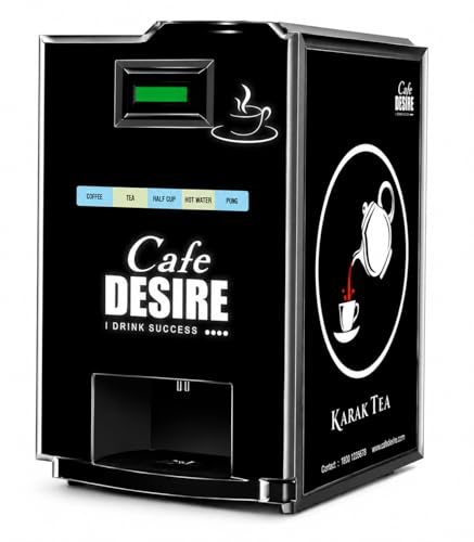 Image of Cafe Desire 4-Lane LED Tea And Coffee Vending Machine For Office Use, Fully Automatic With 4 Beverage Options And Auto Cleaning - VM30