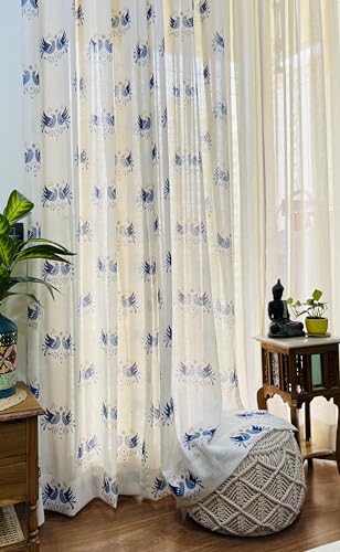 RANGBHAR Linen Textured Sheer Curtains with Eyelets, Light Filter...