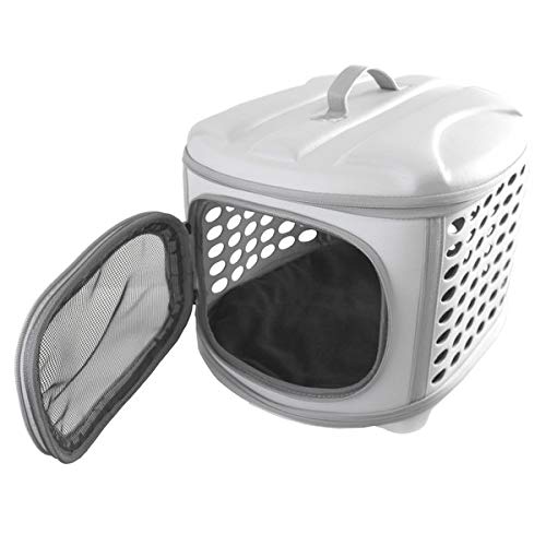 YATEK Transportin Plegable Perros y Gatos Lavable Recomendado para Mascotas de hasta 6kg de Color Gris Claro