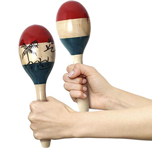 iGadgitz-Xtra-U7130-Pair-of-Adult-Full-Size-Painted-Elm-Wood-Maracas-Wood-Colour-Green-Red-and-Black-Motif