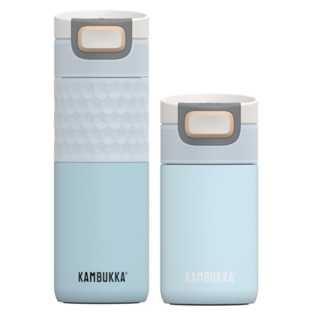 Kambukka 2 kubki termiczne Zestaw “Sip In The Breeze” – kubek Etna 300 ml + Etna Grip 500 ml, stal nierdzewna, 3-w-1, Snapclean, 100% szczelne, bez BPA