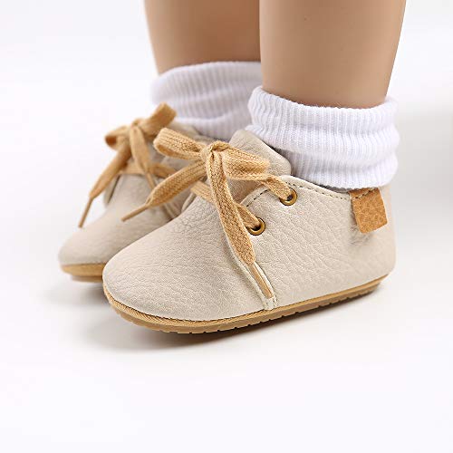 Sofmuo Baby Boys Girls Lace Up Leather Sneakers Soft Rubber Sole Infant Moccasins Newborn Oxford Loafers Anti-Slip Toddler Wedding Uniform Dress Shoes thumb #3
