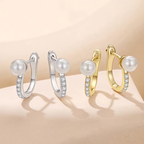 Image of BISAER Silver Huggie Hoop Earrings for Women, 925 Sterling Silver Post Star Small Hoop Earrings Hypoallergenic Lightweight Everyday Jewelry Gift Cute