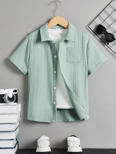 Image of TAGAS Toddler Boys' Striped Short Sleeve Casual Vacation Shirt ||Fancy Shirt || Party Shirt for Boys and Kids || Summer Shirt for Boys and Kids ||(BS-2033)