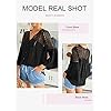 Canikat Women's Fashion Fall Bell Long Sleeve Button Down Tops V Neck Lace Hem Basic Tee Shirts Chiffon Flowy Blouses Black L