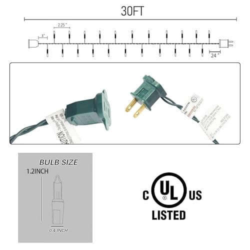 Image of Dazzle Bright Christmas Mini String Lights, 60FT 300 Incandescent Green Wire Fairy Lights UL Certified Christmas Decorations for Indoor Outdoor Yard Party Xmas Tree Decor, Warm White