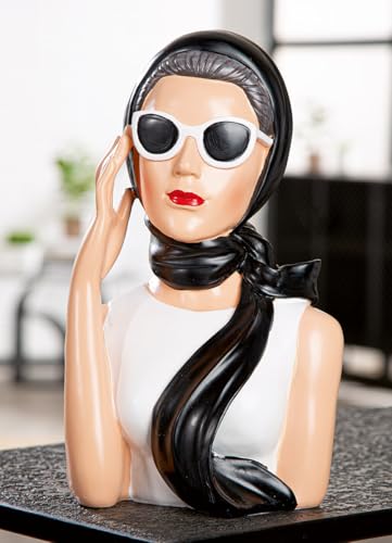 GILDE Figur Lady Audrey aus Kunstharz, schwarz-weiß, 28 cm hoch, 18 cm breit, 16 cm tief, Frauenform
