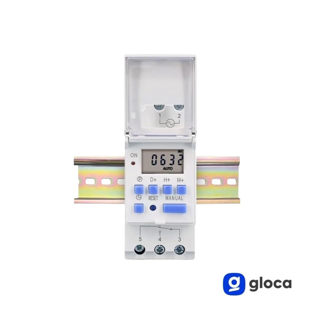 gloca Temporizador digital programable en carril DIN 220 V 16 A