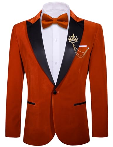Image of Barry.Wang Velvet Mens Blazer Mardi Gras Sport Coat Brooch Regular Fit Tuxedo Peaked Lapel Suit Jacket Carnival Parade