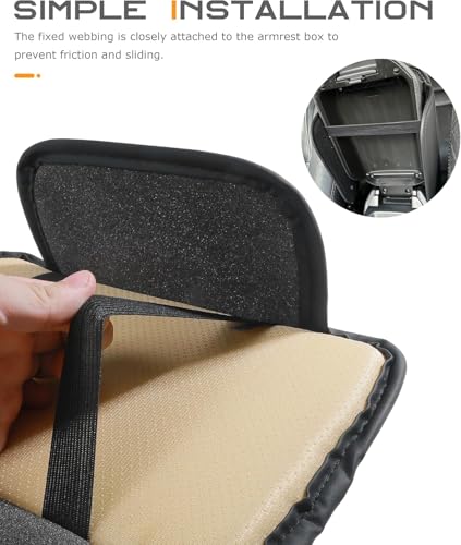 Image of Car Center Console Armrest Pad with Quilted Black Finish, 5-in-1 Storage Including Cup Holders, Tissue Box, and Phone Slot (Console Black)