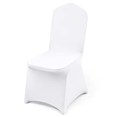 VEVOR 100 Pcs White Chair Covers Polyester Spandex Chair Cover Stretch Slipcovers for Wedding Party Dining Banquet Flat-Front Chair Covers