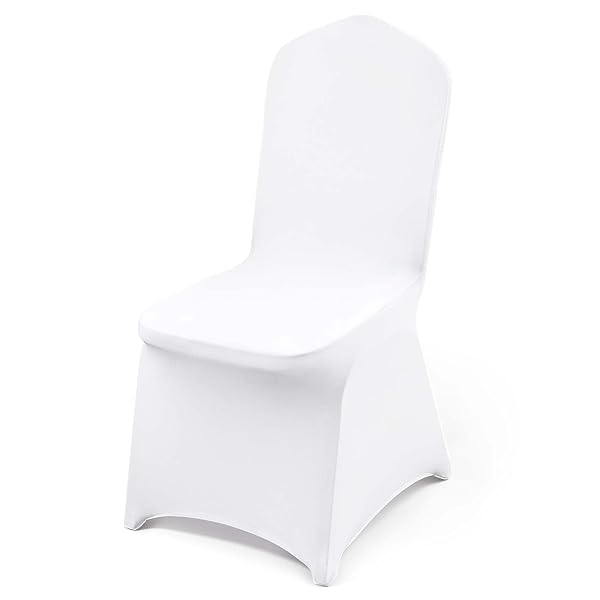 VEVOR 100 Pcs White Chair Covers Polyester Spandex Chair Cover Stretch Slipcovers for Wedding Party Dining Banquet Flat-Front Chair Covers