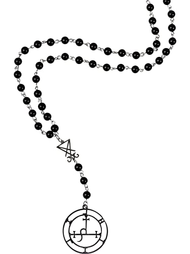 Sacina Gothic Long Rosary Beaded Necklace, Gothic Goth Emo Grunge Necklace, Goth Jewelry, Halloween Christmas Jewelry Gift For Women