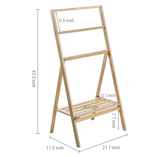 Mygift BATH0162BRN 43 Inch Light Brown Solid Bamboo Freestanding Towel Rack thumb #4