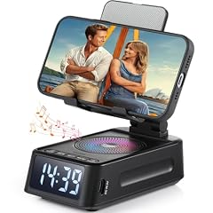 Gifts for Men Women, Phone Stand with Bluetooth Speaker&Clock, Birthday Gifts for Him, Phone Holder
