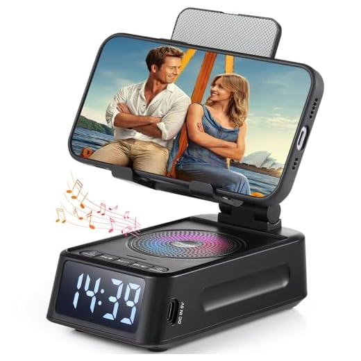Cell Phone Stand with Bluetooth Speaker, Gifts for Men Women, Wireless Phone Holder for Desk Compatible with iPhone/Samsung Galaxy - Cool Gadget Birthday Gift for Him, Her, Dad, Mom, or Husband