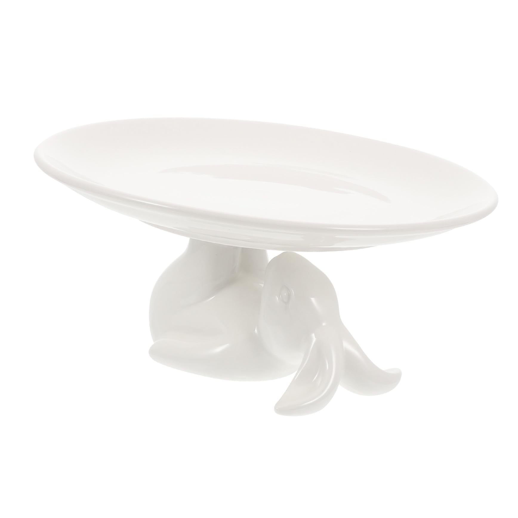 Plato de Conejito de Cerámica Blanco para Tartas y Postres