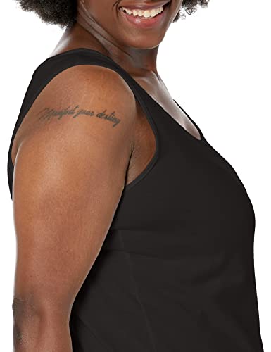 JUST MY SIZE Women's Size Cotton Jersey Shirttail Tank Top, Plus Sleeveless Shirts