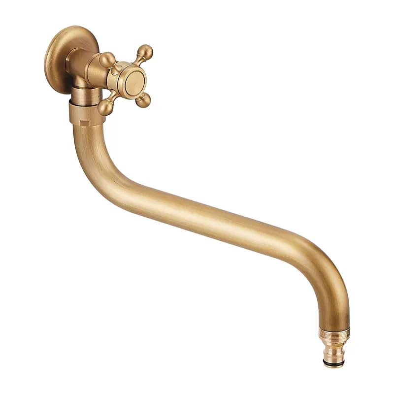 MOCHAMIK Robinet extérieur Mural en Laiton Total en Bronze Antique : Robinet d'eau Froide avec Bec Rotatif Commande à Levier (B)