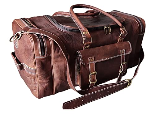 Leather Duffel Bag, Travel Overnight Weekend Bag, Gym Duffel Bag, Sports Duffel (22-Inch)