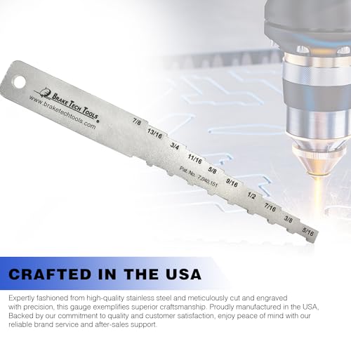 Fabriqué en Amérique Brake Outil de mesure du revêtement Brake Gauge Technicians Gauge Conçu pour l'inspection de l'entretien des véhicules, étiqueté en 16ths - BT-1032T16