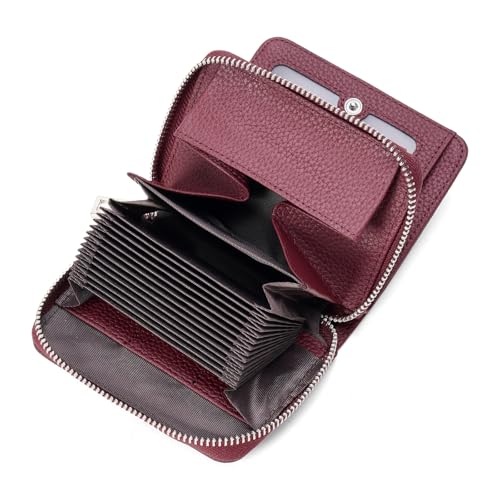 SENDEFN Geldbörse Damen aus Leder, Geldbeutel Damen mit Viele Fächer, Portemonnaie klein, RFID-Schutz Kartenhalter mit Reißverschluss und viele Fächer, Geldbeutel