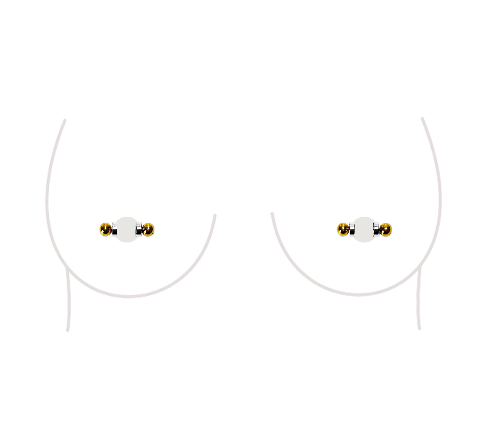 All Body Art Non-Piercing Fake Nipple Ring Barbell Stud Faux Piercing Body Jewelry For Women (B - Regular (Gold))