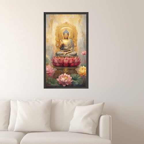 Toile Bouddha doré 70x130cm pour créer un salon zen et propice à la méditation - 4