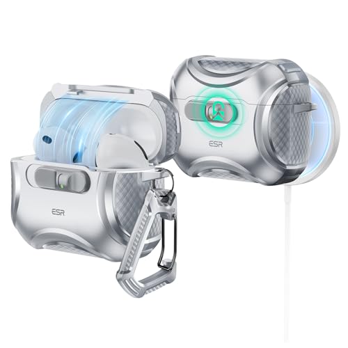 ESR AirPods Pro3 ケース(2025)MagSafe充電 USB-Cケーブル対応 落下衝撃保護 片手で簡単オープン キズ防止 AirPods Pro 第3世代 エアーポッズプロ3用 Cyberシリーズ グレー