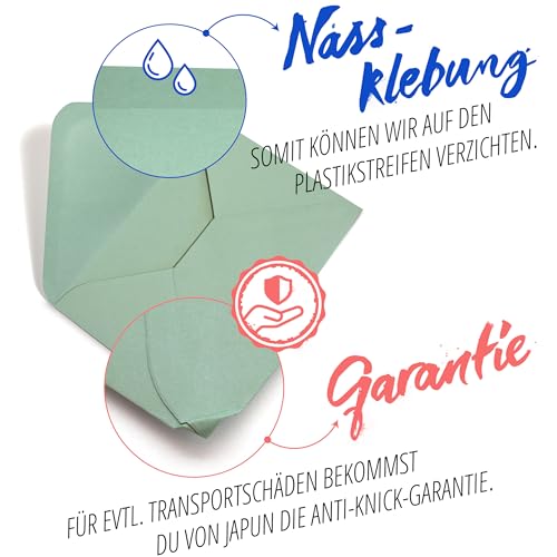 Japun - 50er Set blanko Falt-Karten inkl. Briefumschläge, Klapp-Karten zum gestalten, beschriften oder bedrucken - DIN A6 / C6 - pastell mix bunt