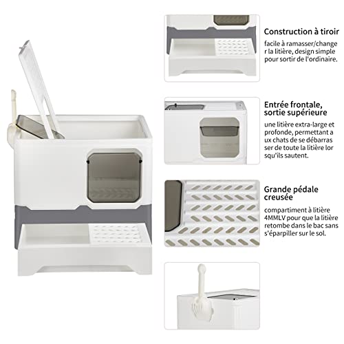 Lettiera per gatti con coperchio, con pala