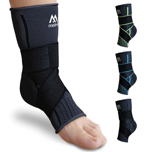 med-fit Stride Flex Adjustable Ankle Support for Men/Women Ankle Brace for Sports, during workouts, gym sessions, and recovery (1, Black, Small)