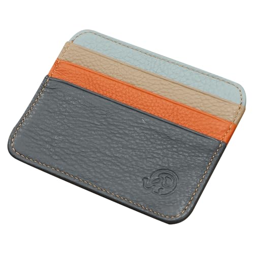 TiaoBug Card Holder for Men Women, Faux Leather Card Case Slim Minimalist Wallet Colorful One Size2
