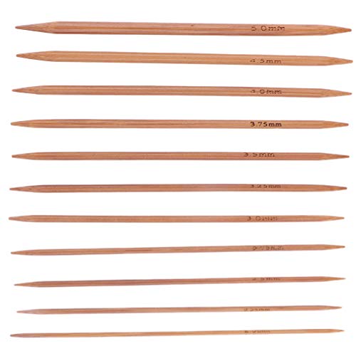 Image of Whitleys 55 Pieces 11 Sizes 13cm Double Pointed Carbonized Smooth Bamboo Knitting Needles