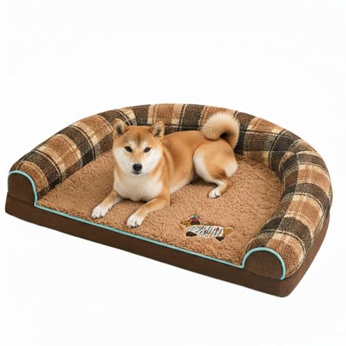 Lifetips四国犬(Shikoku Inu)U型 ペットベッド 犬 猫 クッション ソファ 丸洗い可 滑り止め 保温 四季対応 小型犬 中型犬 大型犬 多頭飼い 快適 枕付き 軽量 カバー取り外し インテリアに馴染む 圧縮梱包 極厚 やわらか 防汚 通