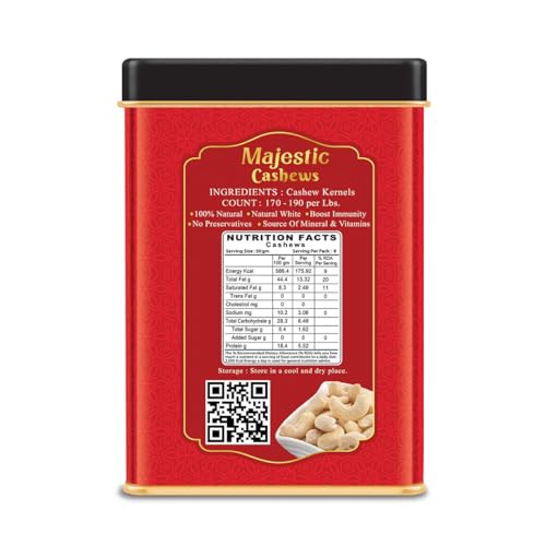 Image of DRIFRUTZ Majestic Cashew W180 | 1 kg (250g x 4) | Whole Cashew Kernels | Suitable for Gourmet Preparation, Thoughtful Gifting, Tasting Platters, and Protein-Rich Indulgence