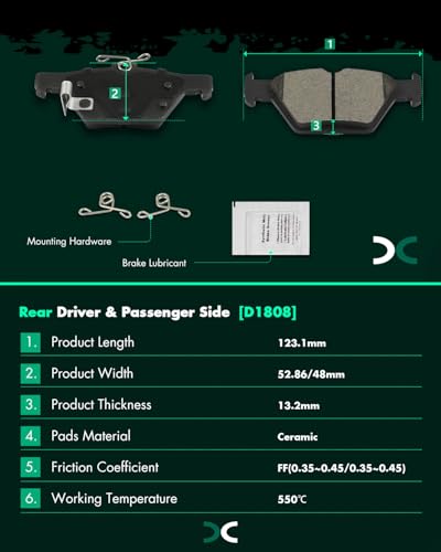 Image of SCITOO D2170 D1808 Front Rear Ceramic Brake Pad Sets For Subaru For Ascent | 2019 2020 2021 2022;8pcs Brake Pads;w /Hardware