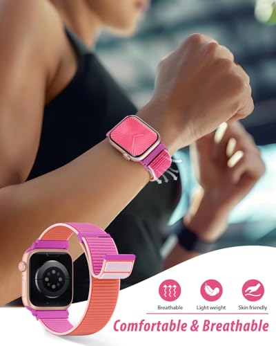 Image of Nylon Loop Sport Band Compatible with Apple Watch Bands 44mm 45mm 46mm 49mm 42mm for Women Men, iWatch Wrist Straps for Ultra 3 2, Se, Series 11 10 9 8 7, Breathable, Soft Band Ideal for Outdoor