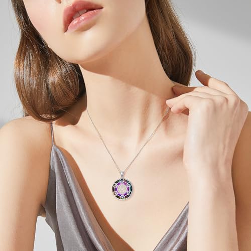 Alphm Metatron Cube Necklace 925 Sterling Sliver Sacred Geometry Seals of Archangel Angel Pendant with Austrian Crystal Sacred Geometry Jewelry for Women Men3