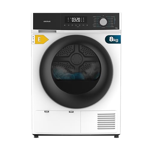 Cecotec Secadora de Ropa 8Kg Bomba de Calor Bolero Dresscode Dry 8330. Clase Equivalente A++, 15 Programas y Funciones como Secado Automático, Planchado Fácil, Tambor Giro Bidireccional, Blanco