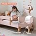 dadada Muse Toddler Bed with 2 Removable Safety Rails. Low Profile Montessori Bed for Kids. Sturdy Solid Wood Frame, Fits Standard Crib Mattress, Easy to Assemble, Toddler Bed for Girls & Boys - Pink